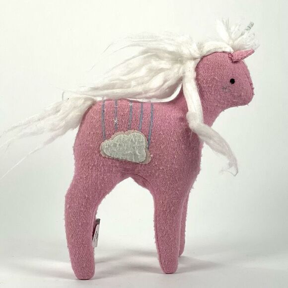 Crate & Barrel Kids | Land of Nod | 9" Pink Felt Plush Mythical Unicorn - Picture 2 of 6